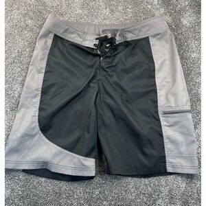 REI Board Shorts Mens Large Swim Trunks Hybrid Bolongo UPF 30 Surf‎ Black Gray
